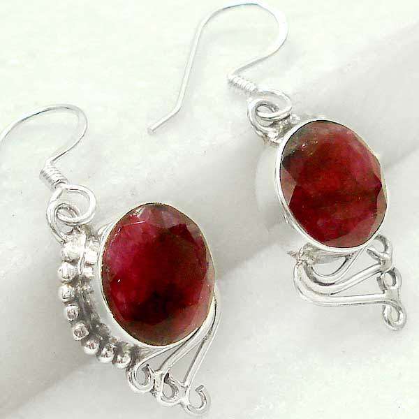 16Cttw Unusual Ruby & .925 SILVER EARRINGS